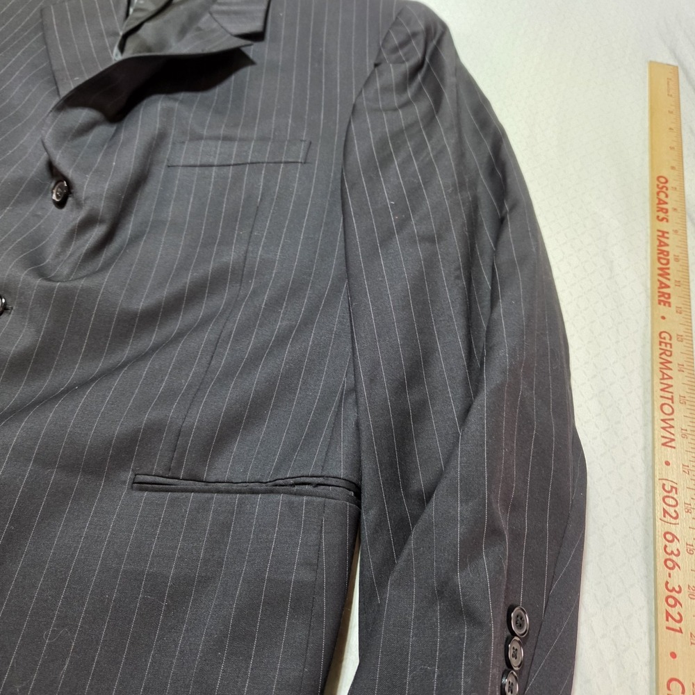 Gianfranco Ruffini Italy Blazer 48R Black Pinstripe 100% Wool Sport Coat Mens - Picture 4 of 16